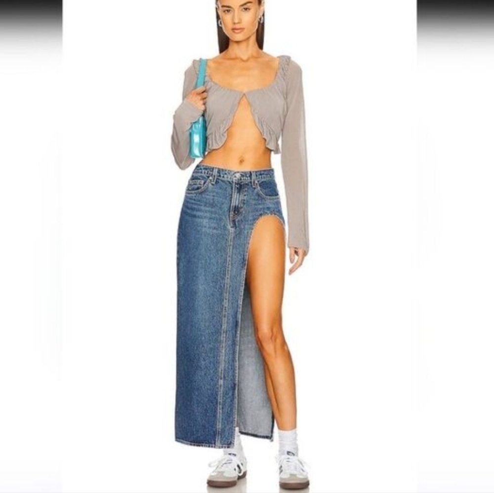 GRLFRND Asymmetrical Denim Blue Skirt